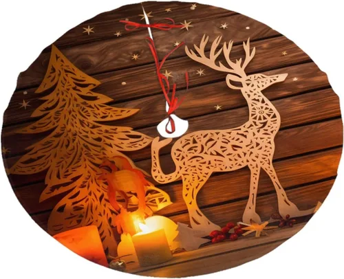 Vista 21 de Faldas de árbol de bandera estadounidense, adornos de Navidad, tapete de árbol de águila de fuegos artificiales para fiestas de Navidad, vacaciones
