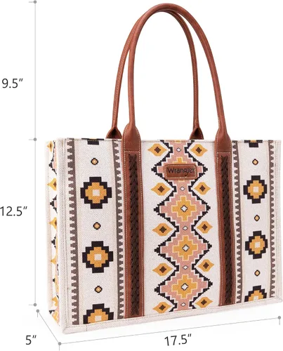 Vista 6 de Wrangler Aztec Tote Bag for Women Boho Shoulder Purses and Handbags