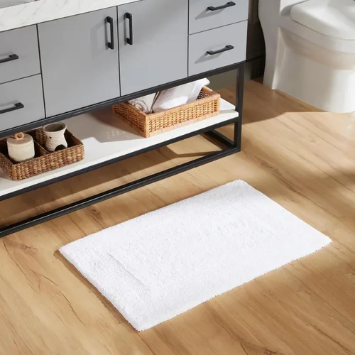 Vista 302 de Better Trends - Juego de 2 alfombras de baño 100% algodón, extra suaves, con borlas, de 17" x 24", alfombra de baño superabsorbente y reversible