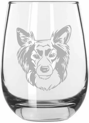 Vista 84 de Shar Pei (chino) - Vaso de vino sin tallo grabado para perro, 15.25 onzas