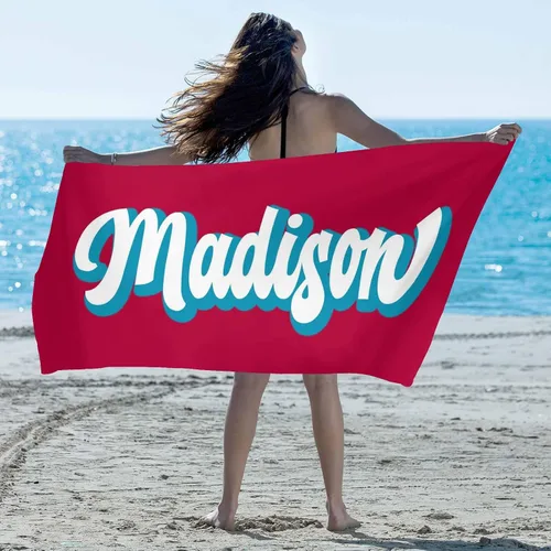Vista 25 de Artsadd Toalla de playa personalizada con nombre, toallas de playa personalizadas con puntos azules y flores, toallas de playa con nombre