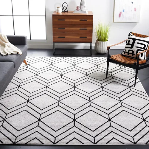 Vista 79 de SAFAVIEH Adirondack Collection - Alfombra decorativa, 2 x 3 pies, color negro y marfil, diseño geométrico moderno, no desprende pelusa y de fácil