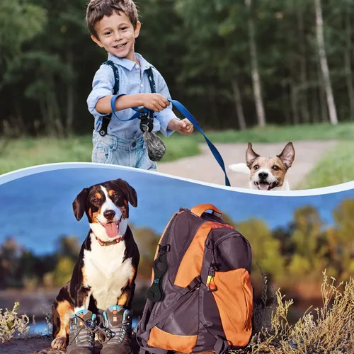 Vista 6 de Soporte para bolsa de excrementos de perro para correa, bolsa de desechos, dispensador de bolsas de excrementos de perro, para caminar, correr