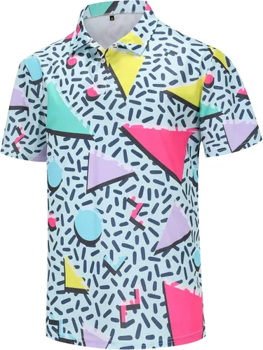 Vista 25 de Camisas de golf para hombre, Dry Fit, camisa de golf de manga corta, divertidas camisas polo de golf