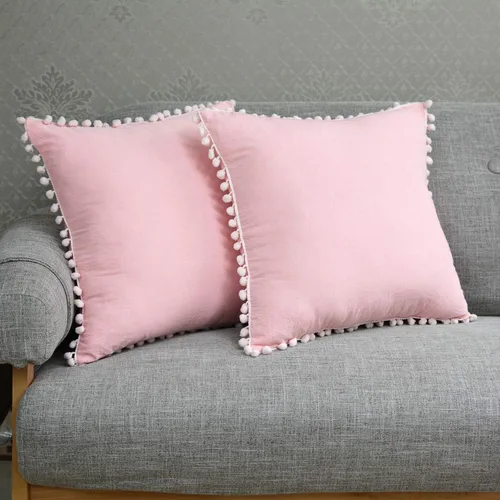 Vista 9 de Softta Euro Sham Covers - Juego de 2 fundas de almohada de 26 x 26 pulgadas con pompón negro, estilo étnico, vintage, 100% algodón puro, fundas