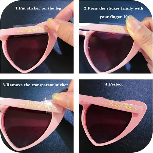 Vista 6 de 12 Pcs Heart Sunglasses Bachelorette Party, Bridal Shower Favors Bride Tribe Love Glasses Wedding Supplies