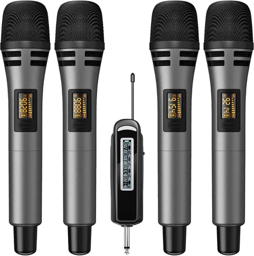 Vista 12 de TONOR Micrófonos Inalámbricos, Sistema de Micrófono UHF Dual para Karaoke, Microfonos Inalámbricos con Receptor Recargable, Micrófono Dinámico