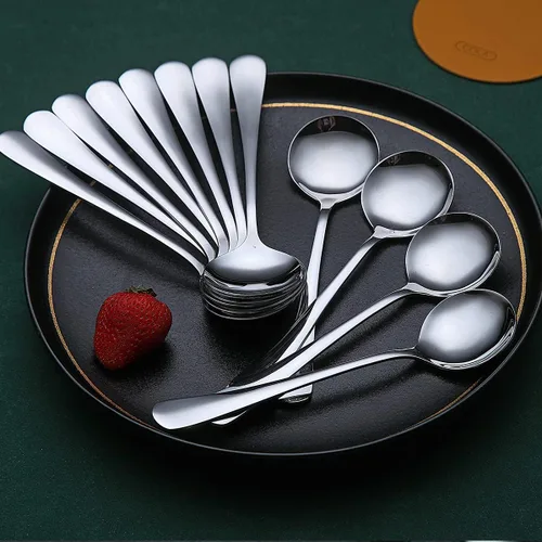 Vista 8 de Berglander - Cucharas redondas de acero inoxidable de 7.5 pulgadas, juego de cucharas de mesa, resistente, fácil de limpiar, apto para lavavajillas