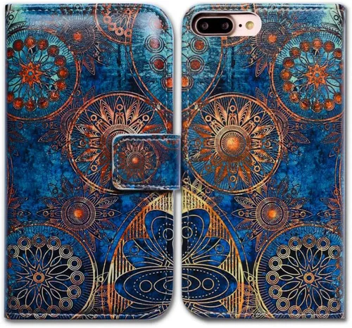 Vista 20 de Bcov Bfun - Funda para iPhone 8 Plus, funda para iPhone 7 Plus, diseño de cachemira brillante con ranura para tarjetas, funda de cuero para iPhone 7