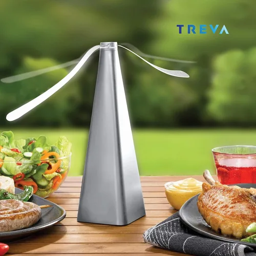 Vista 6 de Treva Ventilador de insectos, disuasorio de moscas con cuchillas holográficas para limpiar insectos, mosquitos y moscas, ventilador de mosca Plateado