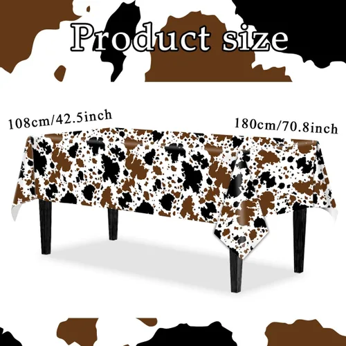 Vista 4 de CMUSKO Decoraciones de vaca de las montañas, 3 manteles con estampado de vaca, animales de granja, color negro y marrón, funda rectangular