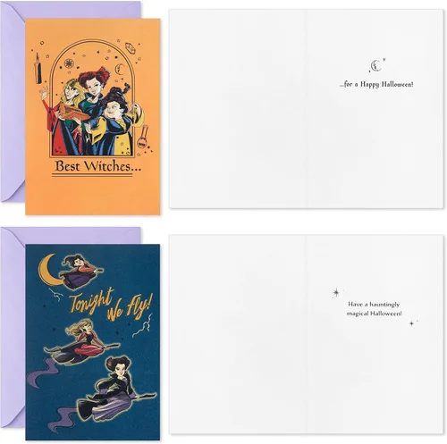 Vista 3 de Hallmark Hocus Pocus - Surtido de tarjetas de Halloween, Sanderson Sisters (16 tarjetas y sobres)