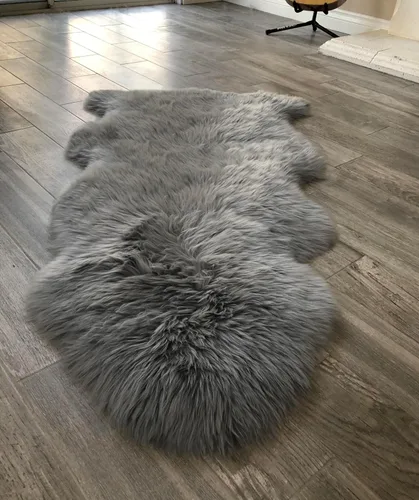 Vista 31 de LAMBZY Alfombra de piel de oveja auténtica, parte inferior gruesa y fuerte, fácilmente lavable, resistente a las manchas, perfecta para sala