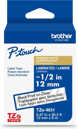 Vista 16 de Cinta laminada Brother Negro sobre Transparente, 6 mm (Tze111)
