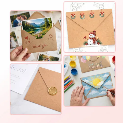 Vista 4 de Mr. Pen - Sobres de papel kraft, paquete de 39, sobres de 5 x 7 pulgadas, sobres A7, sobres marrones, sobres de tarjetas, sobres de papel kraft