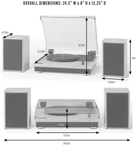 Vista 7 de Crosley CR6043A-NA Brio Sistema de estante giratorio Bluetooth con altavoces incluidos, natural