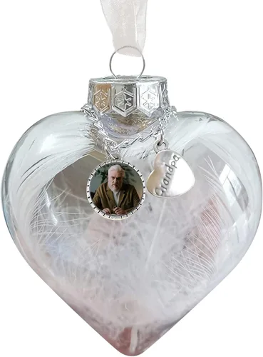 Vista 15 de Adornos de bola personalizados, árbol colgante de bola de fotos personalizada, bolas de decoración de Navidad, bola de adornos rellenables de plumas