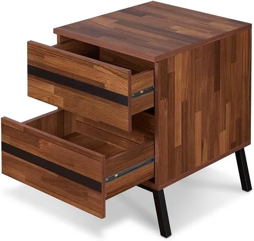 Vista 4 de Acme Karine - Mesa auxiliar de madera con 2 cajones en nogal y negro arenoso