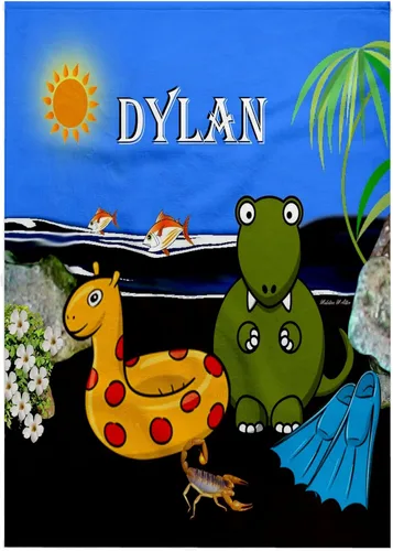 Vista 9 de 3D Rose Dylan - Tyrannosaurus Rex at The Beach TWL_50066_1 toalla, 15" x 22