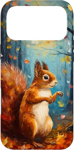 Vista 22 de Starry Night Squirrel Autumn Falling Leaves Van Gogh Style Case for iPhone 16