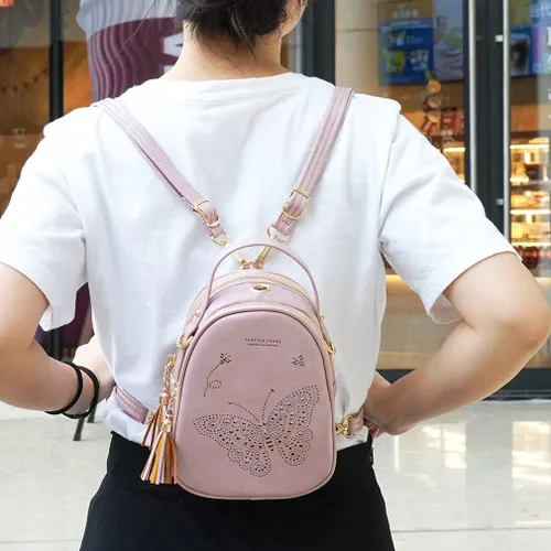 Vista 2 de APHISON Mochila pequeña para niñas y adolescentes, bolso de piel sintética, linda mochila para niños, 22-s-mariposa-morado