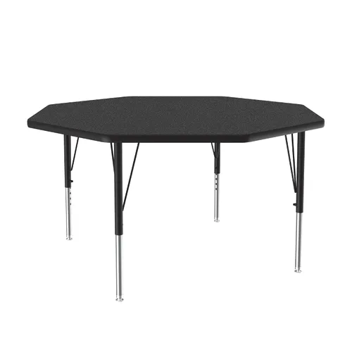 Vista 64 de Correll Mesa de Actividades Rectangular para Aula de 24"x36", Altura Ajustable (19"-29"), Granito Negro Laminado Térmico Fusionado Duradero
