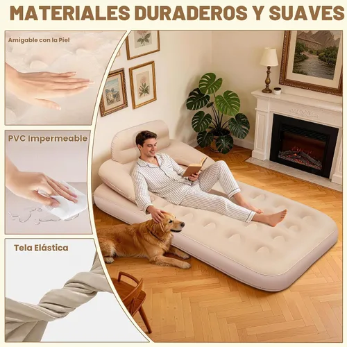 Vista 5 de MeiLyte Inflatable Bed Twin Size, Inflatable Air Mattress with Backrest