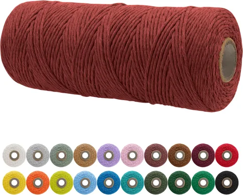 Vista 165 de JeogYong Cordón de macramé de un solo hilo 3 mm x 109 yardas (328 pies) Cuerda de algodón suave Hilo de macramé de 3 mm, suministros de macramé