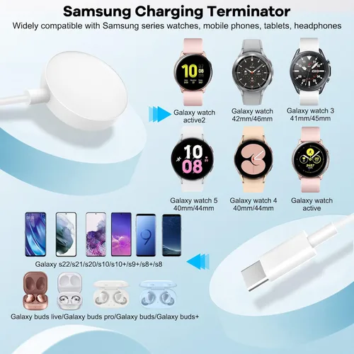 Vista 3 de Cargador 2 en 1 para Samsung Watch, cargador rápido USB C de 25 W, compatible con Galaxy Watch 8/8 Classic/Ultra/7/6/6 Classic/5 Pro/5/4/4 Blanco
