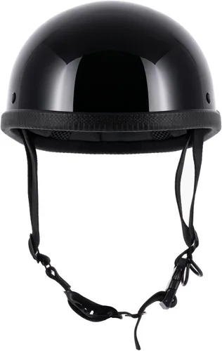 Vista 3 de Medio casco de motocicleta de estilo retro, diseño clásico, medio casco de motocicleta, certificado por DOT 01Negro