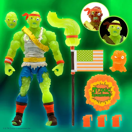 Vista 3 de Super7 Toxic Crusader Ultimates: figura de acción de Toxie de rabia roja radiactiva, multicolor