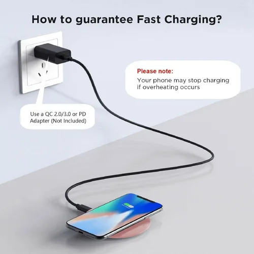 Vista 6 de Cargador inalámbrico de 15 W rosa rápido compatible con T-Mobile REVVL 7 PRO 5G, almohadilla de carga delgada de carga rápida