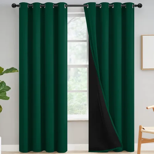 Vista 147 de Yakamok Cortinas negras, cortinas de ventana con aislamiento térmico y eficiencia energética para dormitorio, cortinas opacas completas y cortinas
