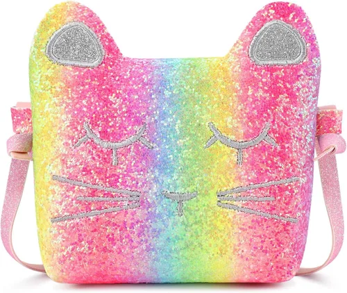 Vista 9 de Bolso de gato para niñas pequeñas, cartera tipo bandolera para niñas pequeñas, Negro