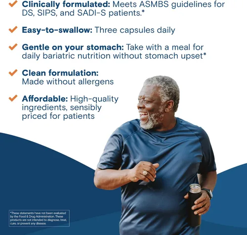 Vista 6 de Bariatric Fusion Cápsula multivitamínica alta ADEK con hierro de 45 mg Multi para pacientes con cirugía de interruptor duodenal Vitamina fácil