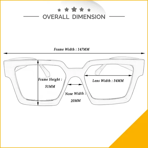 Vista 6 de Kursan Gafas cuadradas negras para mujeres y hombres, lentes transparentes de gran tamaño con marco grueso