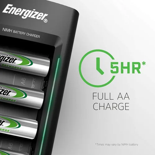 Vista 3 de Energizer Cargador universal de recarga para baterías recargables NiMH AA, AAA, C, D y 9V