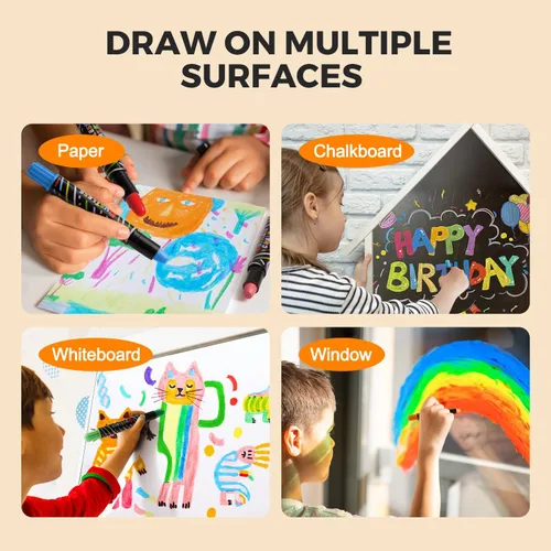 Vista 6 de Jar Melo Tiza sin polvo para niños, juego de 12 piezas de tiza para acera con soporte, lavable y no tóxica, tiza de colores para pizarra, agarre
