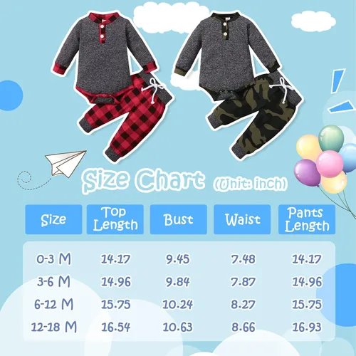 Vista 7 de Tepuce Ropa para bebé niño, conjunto de 2 piezas para otoño e invierno