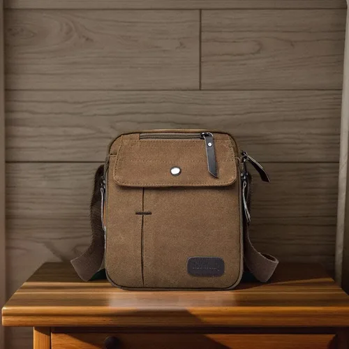 Vista 3 de MosaiRudo Bolsa de mensajero pequeña de lona para hombre, bolsa de hombro casual para hombres y mujeres, bolsa de transporte de viaje, bolsa