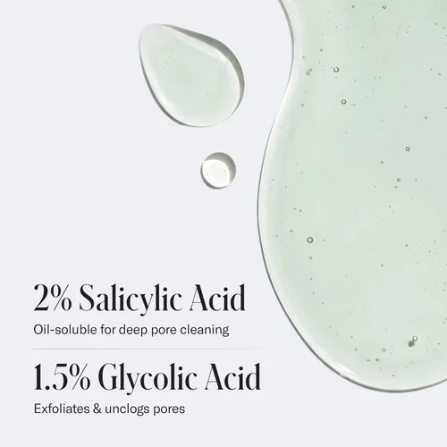 Vista 4 de Geologie Gel de baño para control del acné, eucalipto fresco, 2% ácido salicílico + 1.5% ácido glicólico, elimina el acné corporal y previene
