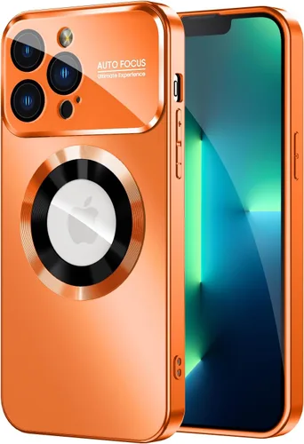 Vista 8 de MAKAVO Funda magnética para iPhone 12 Pro, compatible con MagSafe, protector de lente de cámara integrado, vista de logotipo, funda de teléfono a