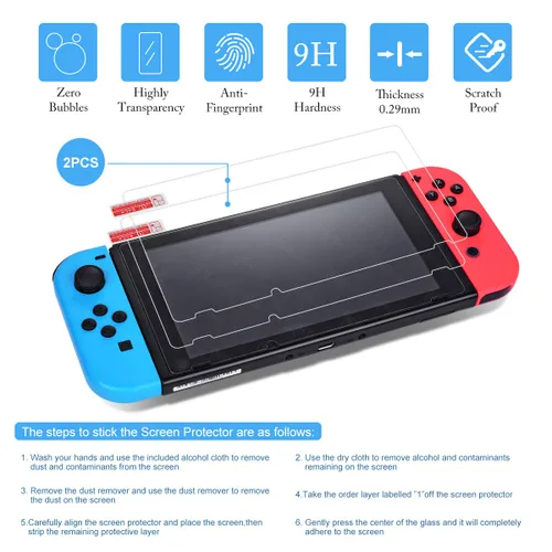Vista 4 de Carrying Case for Nintendo Switch with 2 Pack Screen Protector Joy Con Cover Transparent Hard Cover for Nintendo Switch Console Accessories