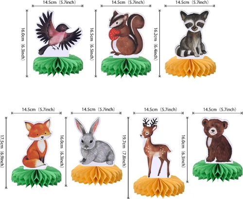 Vista 2 de 7 piezas de animales del bosque, centro de mesa de panal de abeja, centros de mesa de animales del bosque de la selva, centros de mesa para bosque