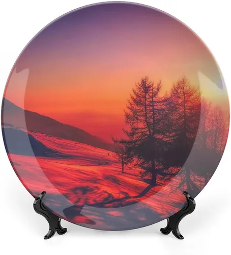 Vista 9 de Plato decorativo de pared de porcelana de 6 pulgadas con soporte, barco, cielo, mar, paisaje, naturaleza, adornos coleccionables, arte de pared