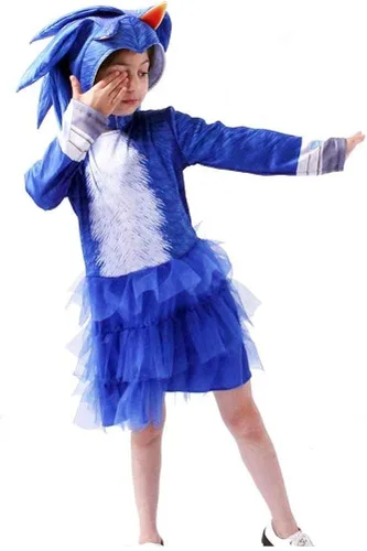 Vista 3 de Bulex The Eedgehog - Vestido de disfraz de erizo para niñas falda tutú de dibujos animados traje de traje para niños traje para la cabeza