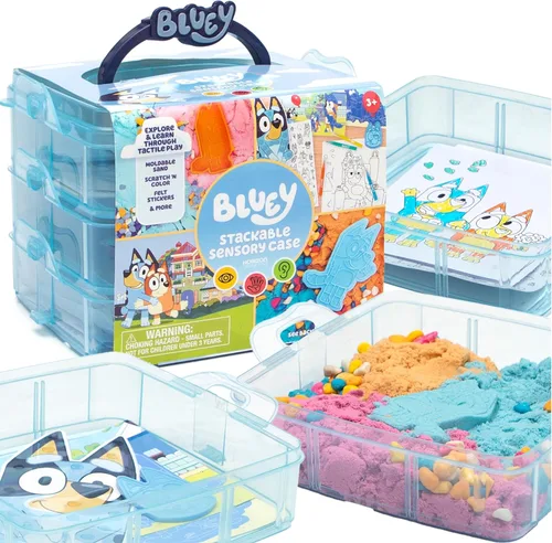 Vista 7 de Horizon Group USA Caja sensorial oficial Bluey Seek & Find, juguetes sensoriales listos para usar para niños pequeños de 3 a 4 años con tapa, arena
