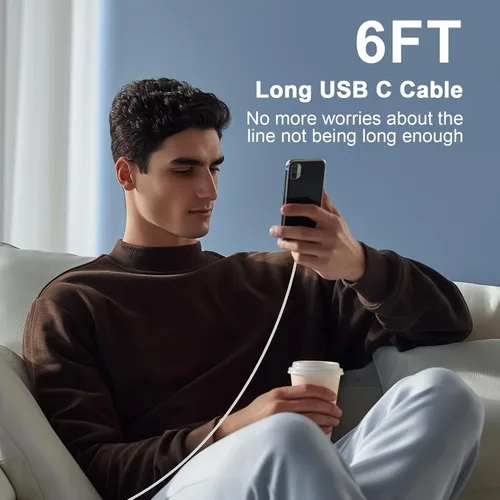 Vista 9 de Cable USB C a USB C de 3 pies 100 W, cable de carga rápida tipo C para iPhone 17e 17 16 Pro Max 15/iPad Pro 10 11/MacBook Air, para Samsung S26 S25