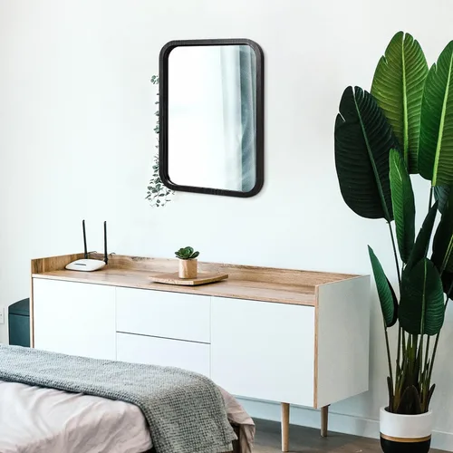 Vista 5 de AOAOPQ Dack - Espejo de pared marrón para baño, entrada, sala de estar, pasillo, decoración de dormitorio, espejo de marco pequeño