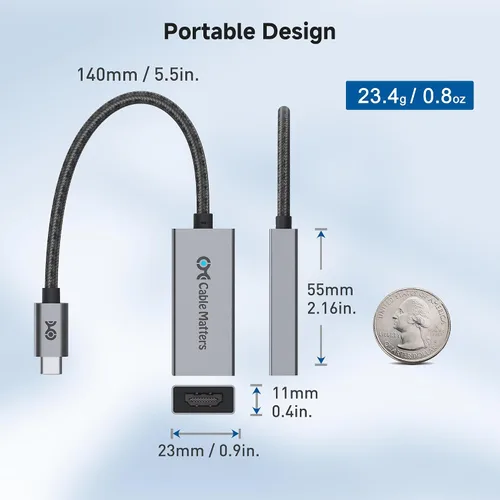 Vista 14 de Cable Matters Adaptador unidireccional USB C a HDMI 2.1 de 48Gbps